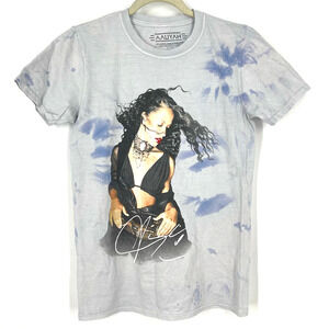 Aaliyah Portrait Band Tee Tie Dye Blue T-Shirt Medium NWOT